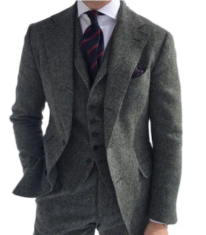 Gray Wool  Custom Men Suits